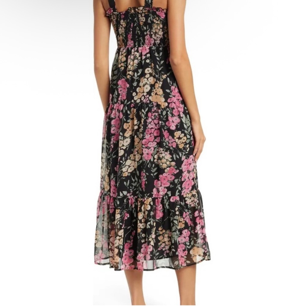 Sam Edelman Black and Pink Floral Midi Dress - Picture 2 of 7